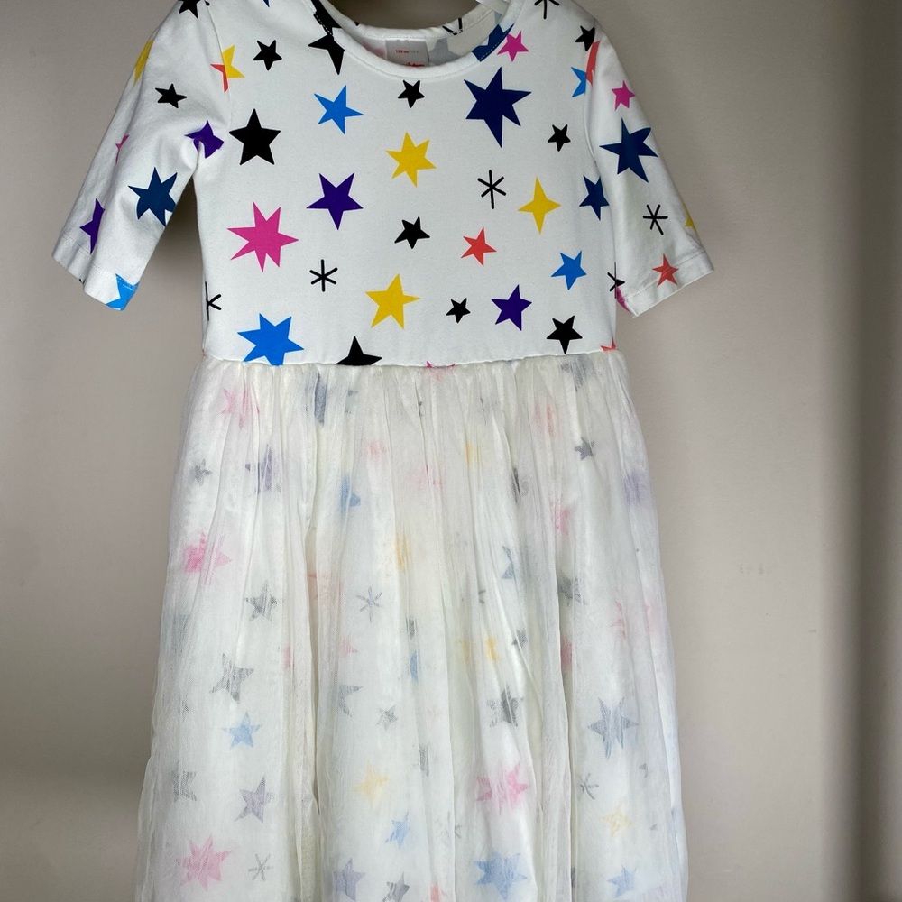 Hanna Anderson Star Patterned Dress with Tulle Skirt